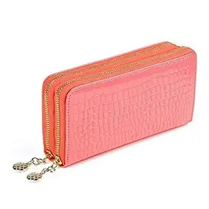 Questquo Eiswelt Women Long Wallet Lady Leather Wallet Clutch Handbag Checkbook Purse Tassel Purse Women Long Leather Wallet Color Light Red