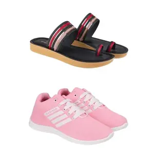 SPORTER Extra Soft Classic Casual wear with Flexibility Technology Flip-Flop Combo for Women's/Girl's(6144+1704)(7) Multicolor