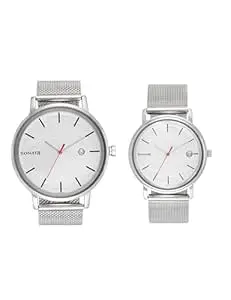 Sonata Quartz Analog with Date White Dial Metal Strap Watch for Couple-NS713187029SM01P