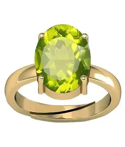 SIDHARTH GEMS 8.25 Ratti / 7.00 Carat AA++ Quality Certified Synthetic Peridot Gold Plated Peridot Ring For Men And Women's (GGTL Lab Certified)