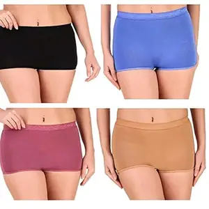 SHAPERX Women's Cotton Under Skirt Shorts/Ladies Premium Soft Stretch Boyshort, Comfortable Girls Stylish Sleep Wear Shorts Packs of 4 (3XL) Multicolour
