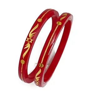 Generic Plastic Gold 22kt Pola Bangle Set for Women (2.8)