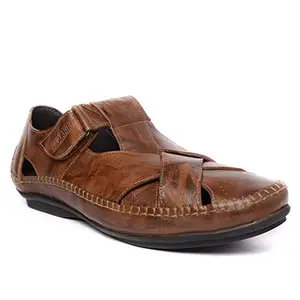 Buckaroo MACK Natural FullGrain Leather Tan Casual Closed Sandal For Mens: Size UK 9