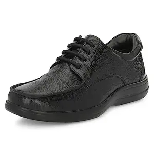 Auserio Men's Trumock Full Grain Leather Derby Lace Up Formal Shoes | Anti Skid Sole & Waxed Laces | Memory Foam Padded Insole | Comfort Shoes for Office & Parties | Black 8 UK (SSE 057)