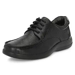 Auserio Men's Trumock Full Grain Leather Derby Lace Up Formal Shoes | Anti Skid Sole & Waxed Laces | Memory Foam Padded Insole | Comfort Shoes for Office & Parties | Black 10 UK (SSE 057)