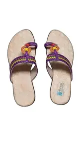 Women's Stylish Sandals, Beaded colored Straps, Toe Loop (Purple, UK Footwear Size System, Adult, Women, Numeric, Narrow, 8)