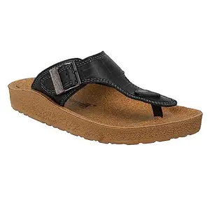 AEROWALK Stylish T-Shape Fashion Slipper for Men | Comfortable | Lightweight | Anti Skid | Casual Office Footwear (KC12_BLACK_41)