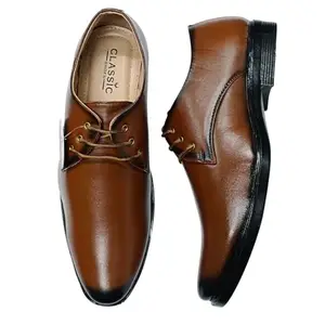 Classic Men’s Formal Shoes – Tan Color | Stylish Office & Party Wear Lace-Up Shoes | Premium Synthetic Leather for Business, Wedding & Casual Occasions (Tan, UK Footwear Size System, Adult, Men, Numeric, Medium, 6)