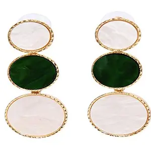 Crunchy Fashion Designer Green-White Dangle Earrings for Women & Girls