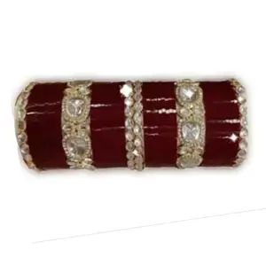 PMIPS FOR WOMAN AND GIRLS Chuda WEDDING Bridal Punjabi Chuda [PACK 1] MAROON CHUDA SET PIASTIC KADA 0446 (2.8)