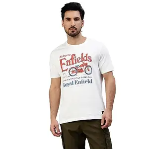 Royal Enfield Men's Regular Fit T-Shirt (TSA230011_White