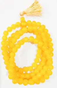 Generic Yellow Aventurine Mala - Necklace, Diamond Cut 8 mm Crystal Stone Mala 108 Beads Jaap Mala for Healing and Crystal Healing Stone