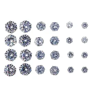 Jewels Galaxy Silver Plated Set of 12 Stud Earrings Combo in 3 different Sizes For Women and Girls (JG-PC-ERGR-8736)