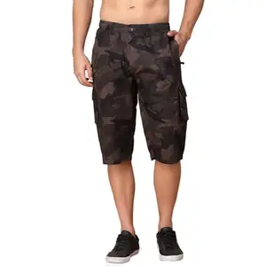 SAPPER Mens Camouflage Cargo Shorts with Zipper Pockets (2XL, Black)