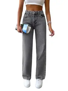 KOTTY Women’s High-Waist Button Relaxed Fit Casual Ankle Length Stylish Jeans