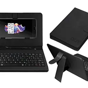 ACM Keyboard Case Compatible with One Plus 5 Mobile Flip Cover Stand Direct Plug & Play Device for Study & Gaming Black