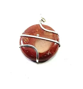Red jasper Round Healing Necklace Wire Wrapped Natural Pendant