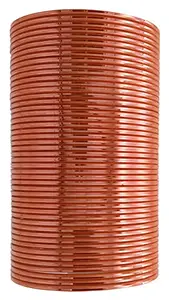 The Golden Cascade Dark Peach Color Plain Metal Bangle with Shining Chudi Set for Women & Girls (Pack 36 Bangles) (Dark Peach, Extra Large 2-10)