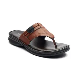 Michael Angelo Synthetic Leather Tan V Strap Sandal Comfortable Slippers for Men