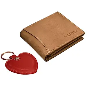 ABYS Genuine Leather Wallet & Keyring Combo - 1 Wallet and 1 Keyring Combo for Men & Women (8519TN+KR006RD)