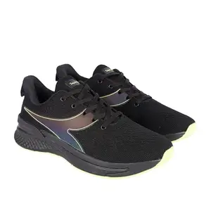 Sspoton Sspot On Black P.Green Athletic Breathable Running Shoes with Memory Insole_7UK