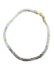 KINIT 925 sterling silver braided triple tone silver anklet | gift for women & girls | 925 hallmarked anklet | with certificate of authenticity |