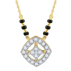 GIVA 14K Yellow Gold Neha Diamond Mangalsutra|Gold Gifts for Women & Girls| With Certificate of Authenticity & BIS-Hallmarked Gold Jewellery