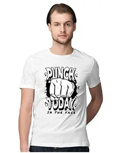 ALLEN BLACK Men's Regular Fit T-Shirt Punch Today in The Face - Motivational Quote 100% Cotton T-Shirt White_ptITFCEM-White 2XL Men Round_