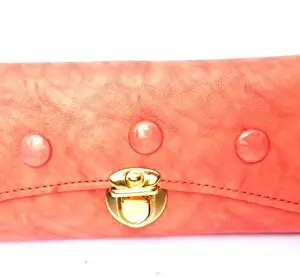 GSA TRADING COMPANY Women's Leather Long Wallet Purse (Peach)