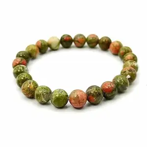 New Shyam Agate Natural Unakite 8 MM Beads Crystal Stone Bracelet For Heart Chakra Reiki Healing Stone Bracelet For Men, Women, Boys, Girls Best For Gifting & Personal Use.
