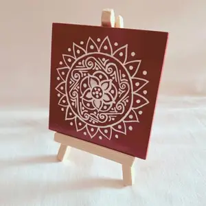 HIMADRI Ultra Premium Aipan Art with Tripod Stand with Dimensions (15 cm x 10 cm x 2 cm)