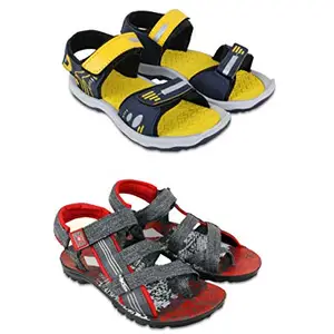 Fabbmate Men's Yellow and Red casual Sandal 6 UK