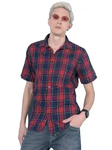 Crimsoune Club Men's Red Tartan Check 100% Cotton Shirt (L)