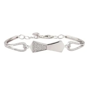 BHAVANI JEWELLERS 925 Sterling Silver Bow Adjustable Ladies Kada Bracelet – Elegant and Stylish Design, Hypoallergenic, Durable, Comfortable Fit for Women | valentine's day gifts