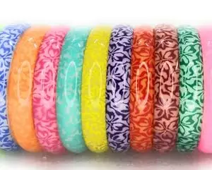 Flower Print Work,10 mm wide Seep Plastic Kada Bangles set of 12 Vibrant Color for Teenangers, Kid & Baby Girl Child by SBS (2-5 Year Old Child (50 mm diameter))