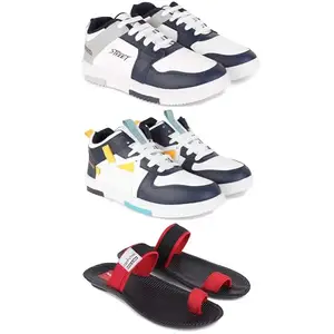 DRACKFOOT Men's Stylish Casual Shoes | Comfortable & Trendy Daily WearPremium Casual Shoes for MenGRT-(3-Combo)-1075-1074-3133-8 Multicolor