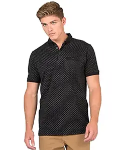 fanideaz Branded Men's Printed Polo ZBlack Tshirts for Mens_ZBlack_M