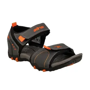 ADRUN Men Stylish Outdoor Sandals | Comfortable Sandals for Daily Use | Antiskid Sole with Velcro Closure |AD0S02GREY+ORANGE4
