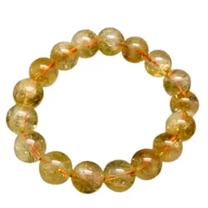 RRJEWELZ Natural Citrine 12mm Round Shape Smooth Cut Beads 7 Inch Stretchable Bracelet For Men & Women. Unisex Bracelet For Healing, Meditation, Prosperity, Gift & Luck|STBR_RR_10972_7.0