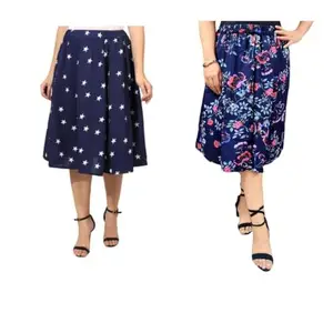 MAIYYA Collection Floral Print Mid Calf Length Women Panel Polyester Skirt MD- IBPNL- COMBO-2040-C (XXL) Multicolour