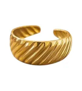 Orbit Bling Gold-Tone Adjustable Textured Ring