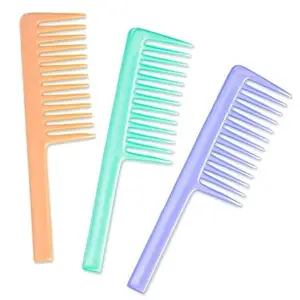 Ghelonadi Professional Wide Tooth Detangling Hair Comb Suitable for Curly Hair, Long Hair, Wet Hair in all Types Hair Styling Tool Multicolor 3 Pieces