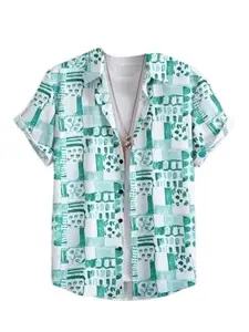 GLORISTAR Men Printed Casual Light Green, White, Green Shirt ()_POP Corn PRINT-15-(M)