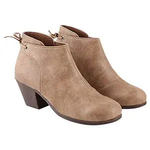 Shoetopia Womens/Girls Beige Solid Heeled Boots