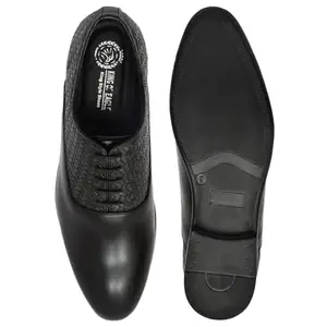 WIVE INDIA Men’s Leather Lace-Up Formal Shoes – Classic Dress Shoes with EVA Sole for Office, Weddings & Special Occasions (Black) (Size - 6)