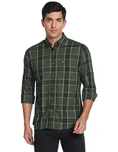 Arrow Men's Checkered Slim Fit Shirt (8759_Medium Green