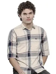 The Indian Garage Co Men Slim Fit Checkered Full Sleeves Spread Collar Casual Shirt