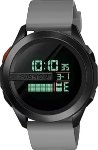 Shocknshop Plastic Multifunctional Black Digital Dial Watch For Men And Boys (Grey Colored Strap) -Wch30, Gray Band