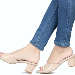 Picktoes SC-R-374 Women's Cream Synthetic Leather Casual Heel Sandal