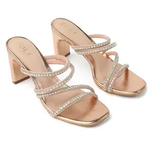 Women's Ankle-Strap Sandals with Heel (Gold, UK Footwear Size System, Adult, Women, Numeric, Medium, 6.5)